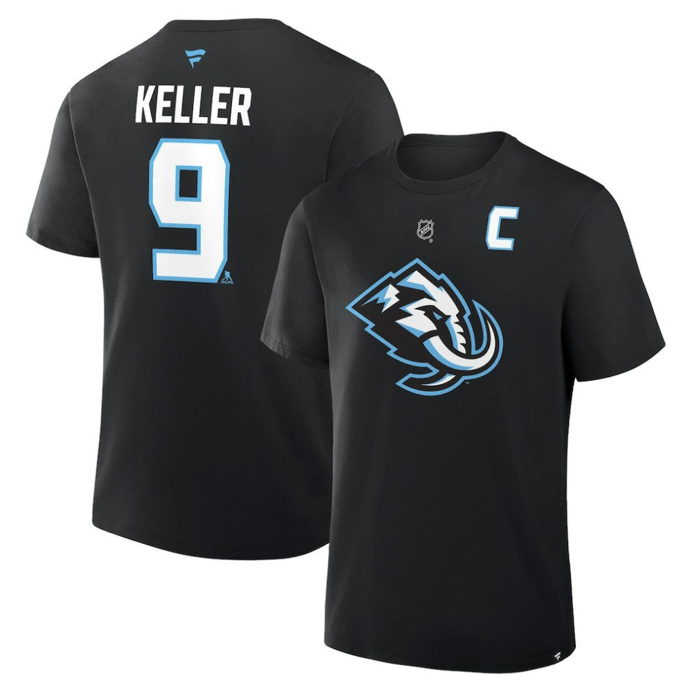 NHL Clayton Keller Utah Mammoth Fanatics Authentic Stack Name & Number T-Shirt