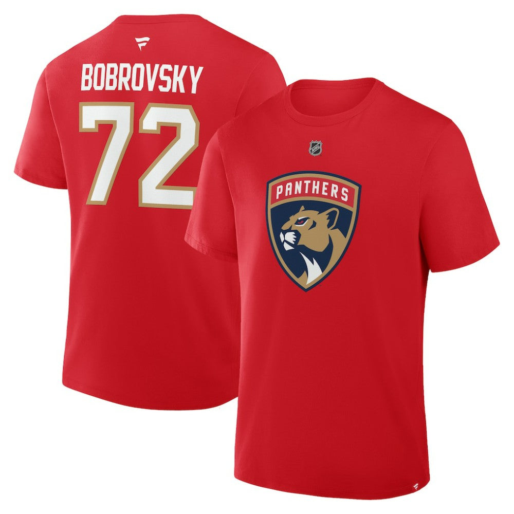 NHL Sergei Bobrovsky Florida Panthers Fanatics Authentic Stack Name & Number T-Shirt