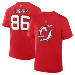 NHL Jack Hughes New Jersey Devils Fanatics Authentic Stack Name & Number T-Shirt