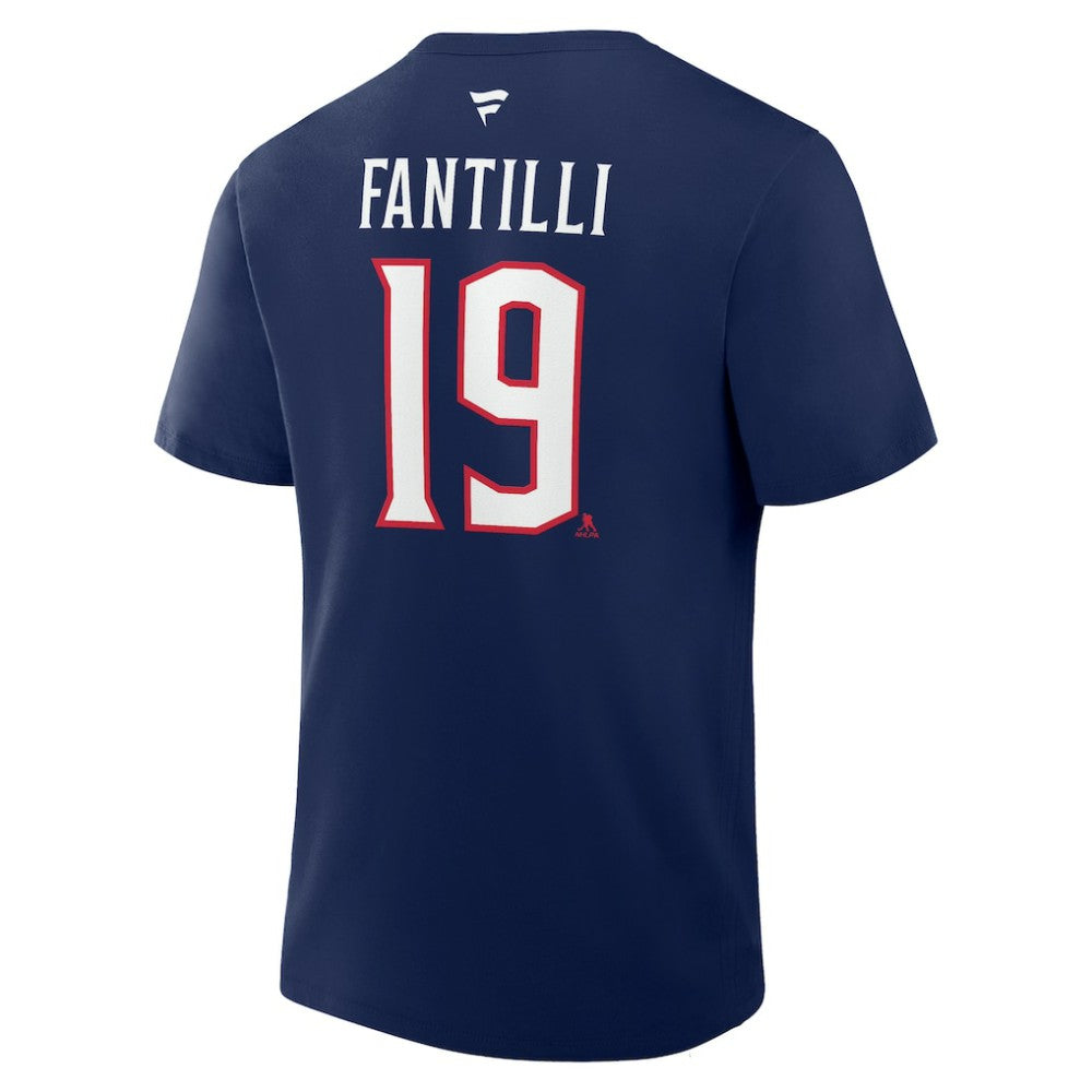 NHL Adam Fantilli Columbus Blue Jackets Fanatics Authentic Stack Name & Number T-Shirt