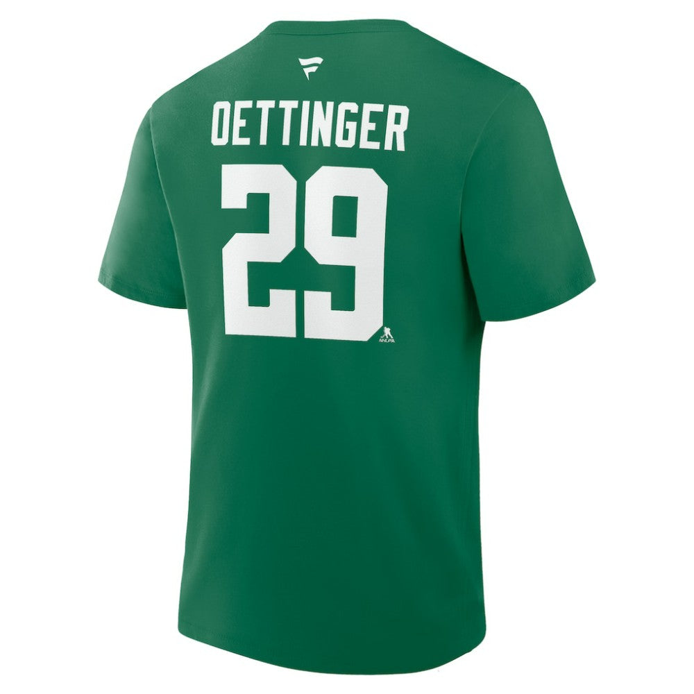 NHL Jake Oettinger Dallas Stars Fanatics Authentic Stack Name & Number T-Shirt