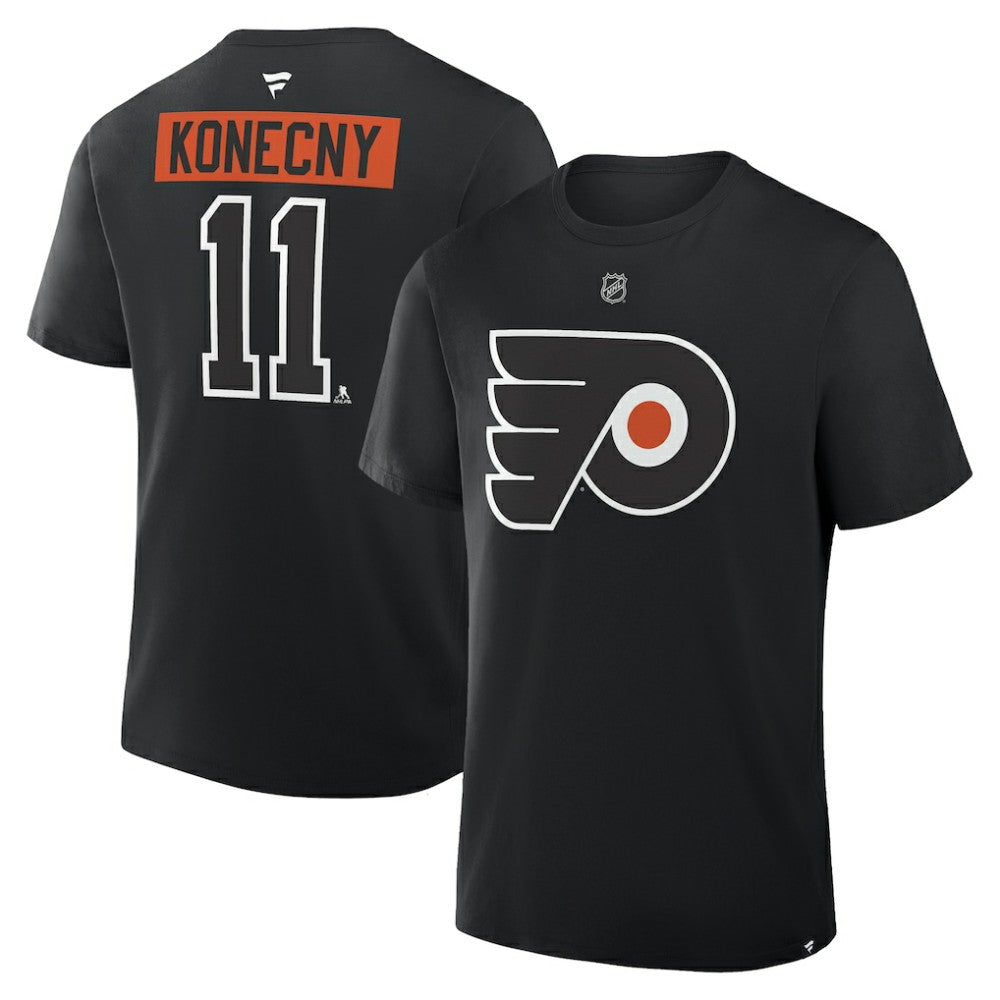 NHL Travis Konecny Philadelphia Flyers Fanatics Authentic Stack Name & Number T-Shirt