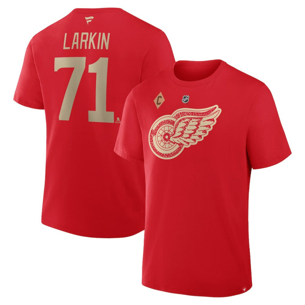 NHL Dylan Larkin Detroit Red Wings Fanatics Authentic Stack Name & Number T-Shirt