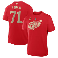 NHL Dylan Larkin Detroit Red Wings Fanatics Authentic Stack Name & Number T-Shirt