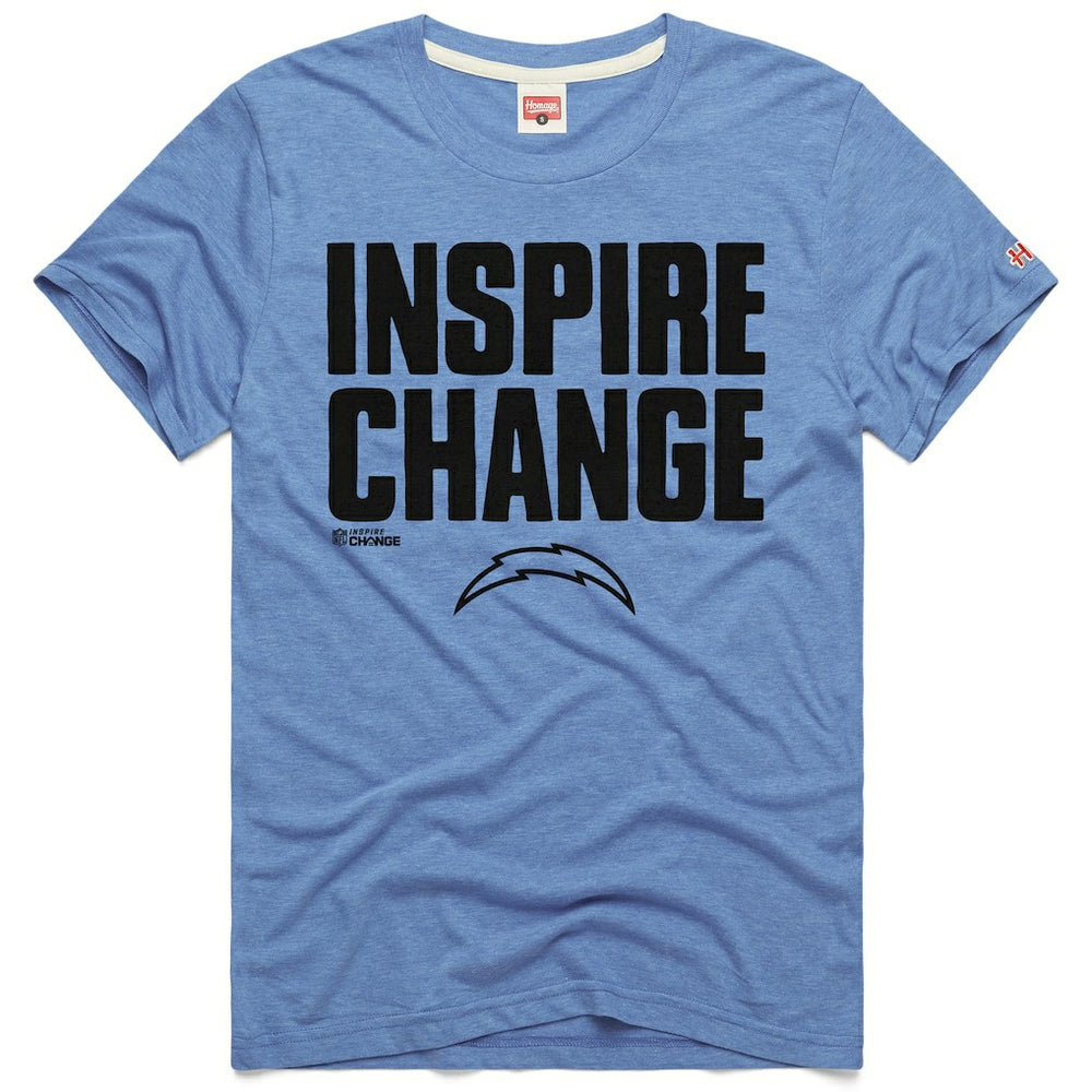 Homage Unisex 2024 Inspire Change Tri-Blend T-Shirt - Los Angeles Chargers T-shirts