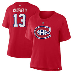 NHL Cole Caufield Montreal Canadiens Fanatics Women's Authentic Stack Name & Number T-Shirt