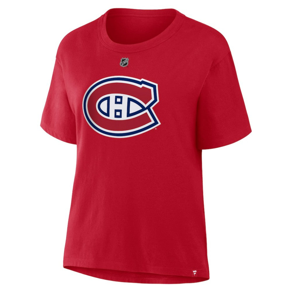 NHL Cole Caufield Montreal Canadiens Fanatics Women's Authentic Stack Name & Number T-Shirt
