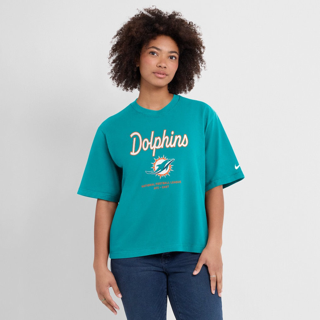 Women's Essential Script Relaxed Boxy T-Shirt - Miami Dolphins T-shirts