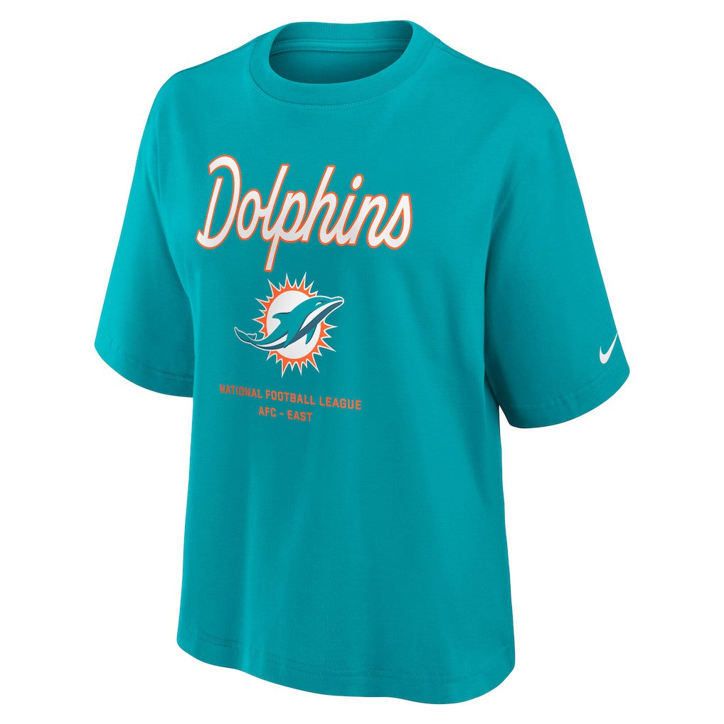 Women's Essential Script Relaxed Boxy T-Shirt - Miami Dolphins T-shirts