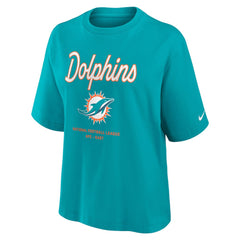 Women's Essential Script Relaxed Boxy T-Shirt - Miami Dolphins T-shirts