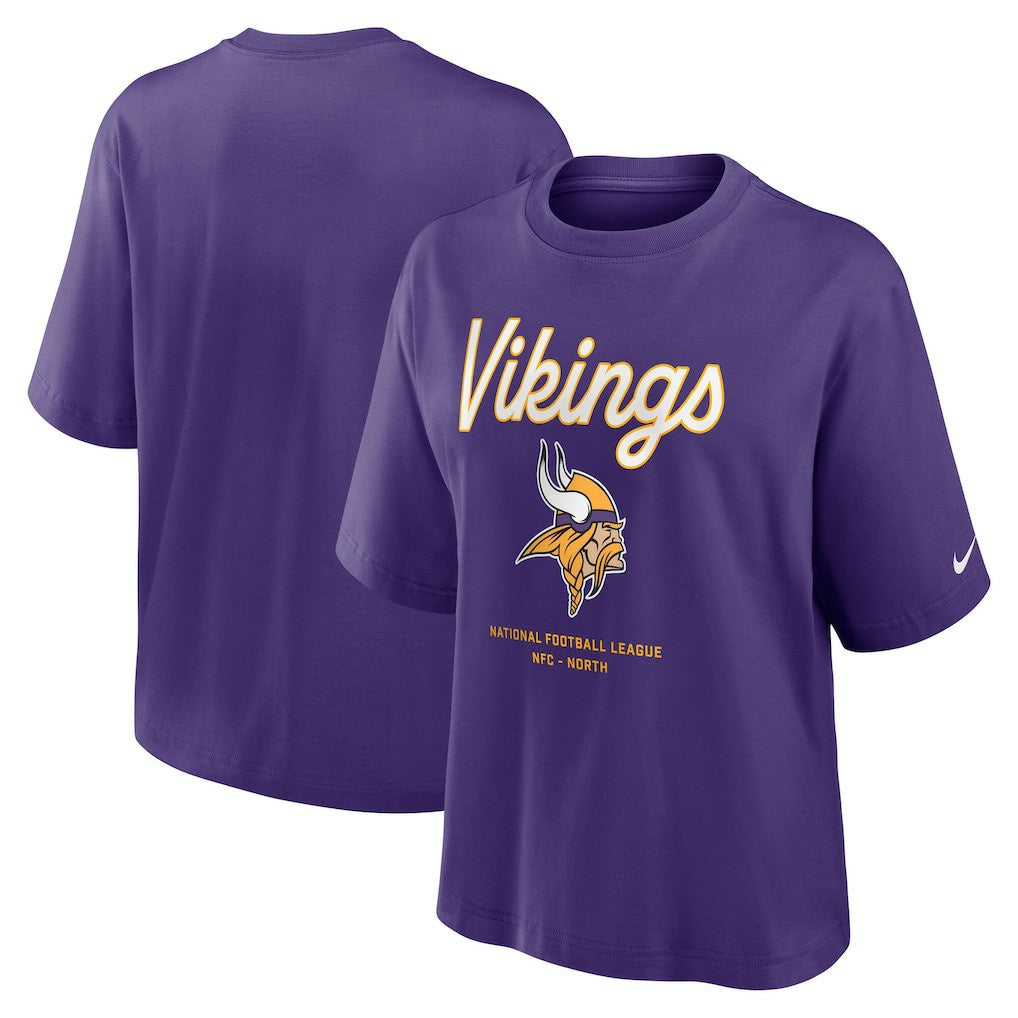 Women's Essential Script Relaxed Boxy T-Shirt - Minnesota Vikings T-shirts