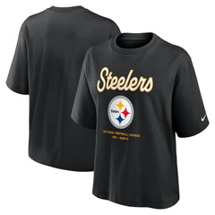 Women's Essential Script Relaxed Boxy T-Shirt - Pittsburgh Steelers T-shirts
