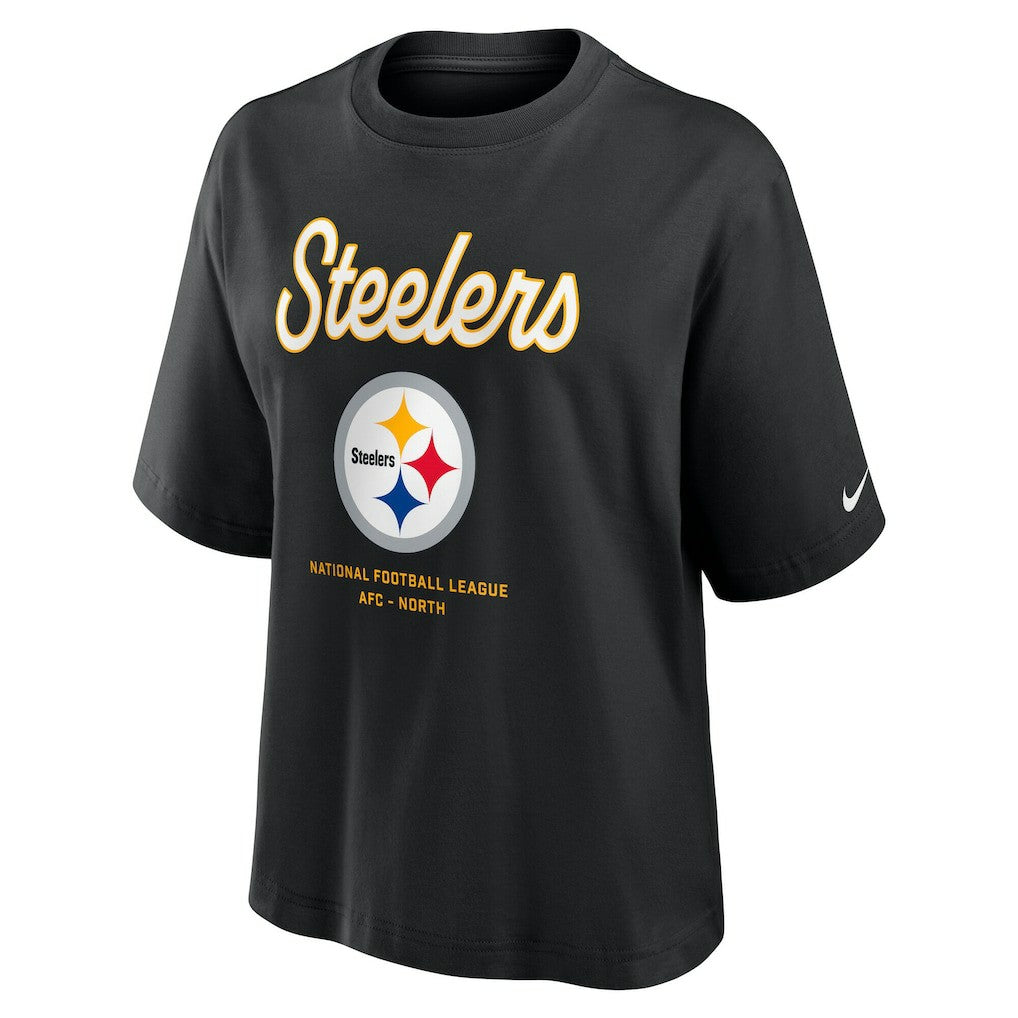 Women's Essential Script Relaxed Boxy T-Shirt - Pittsburgh Steelers T-shirts