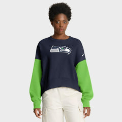 Women's Oversized Color-Block Pullover Sweatshirt - Seattle Seahawks Pullover