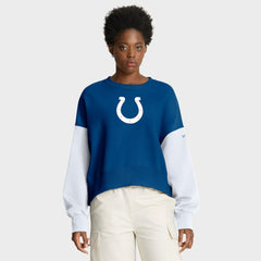 Women's Oversized Color-Block Pullover Sweatshirt - Indianapolis Colts Pullover