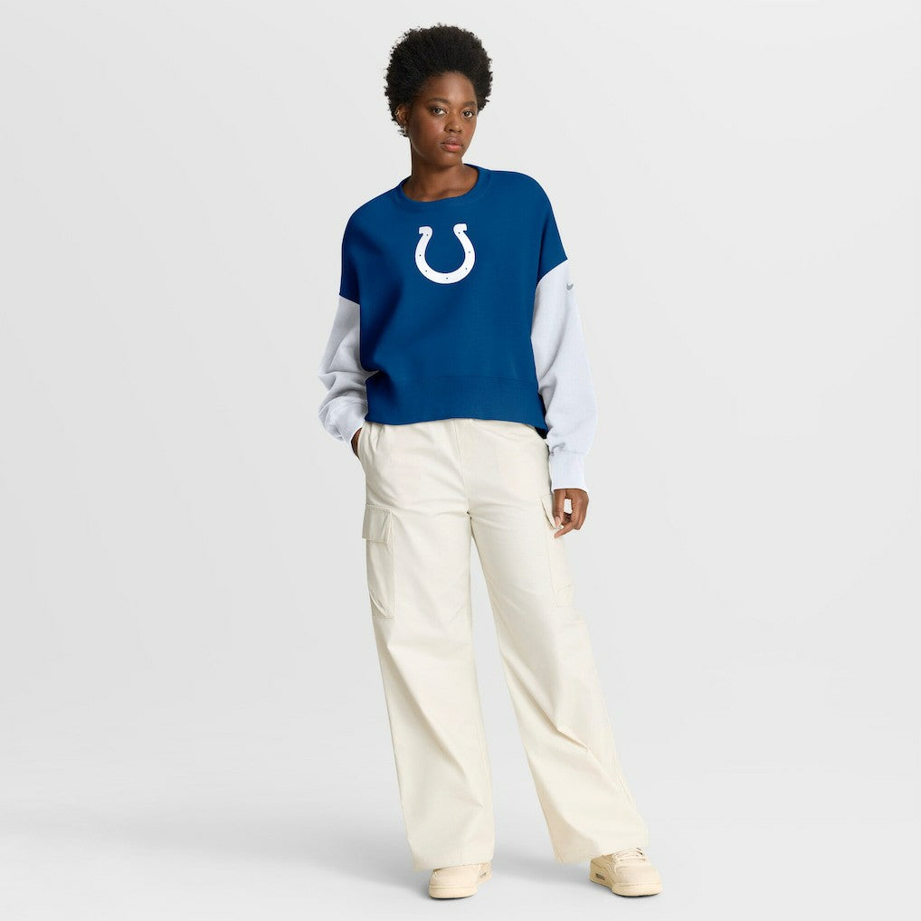 Women's Oversized Color-Block Pullover Sweatshirt - Indianapolis Colts Pullover