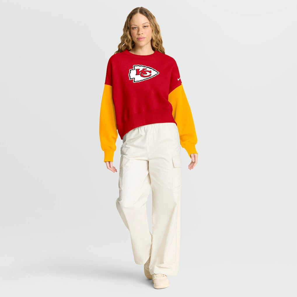 Women's Oversized Color-Block Pullover Sweatshirt - Kansas City Chiefs Pullover