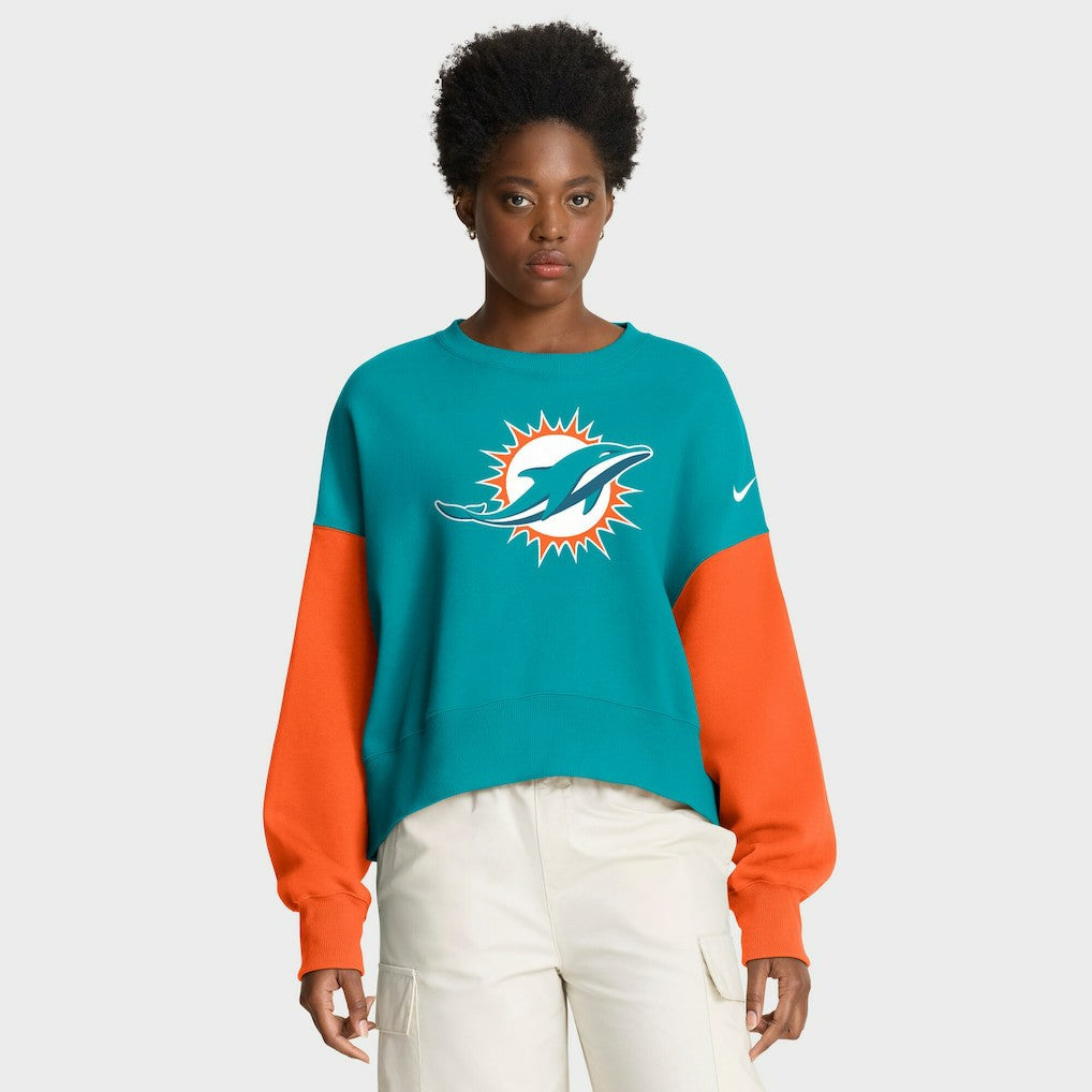 Women's Oversized Color-Block Pullover Sweatshirt - Miami Dolphins Pullover