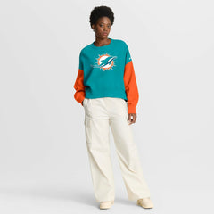 Women's Oversized Color-Block Pullover Sweatshirt - Miami Dolphins Pullover