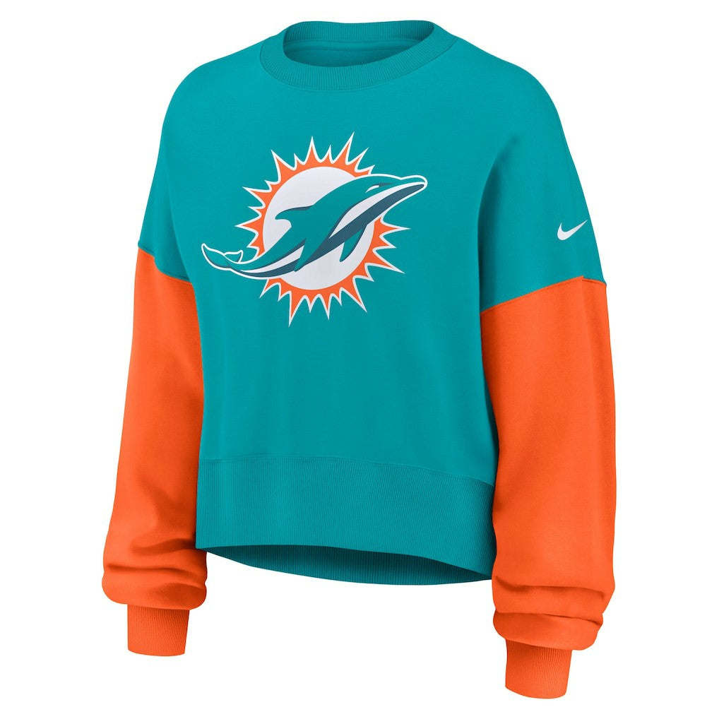 Women's Oversized Color-Block Pullover Sweatshirt - Miami Dolphins Pullover