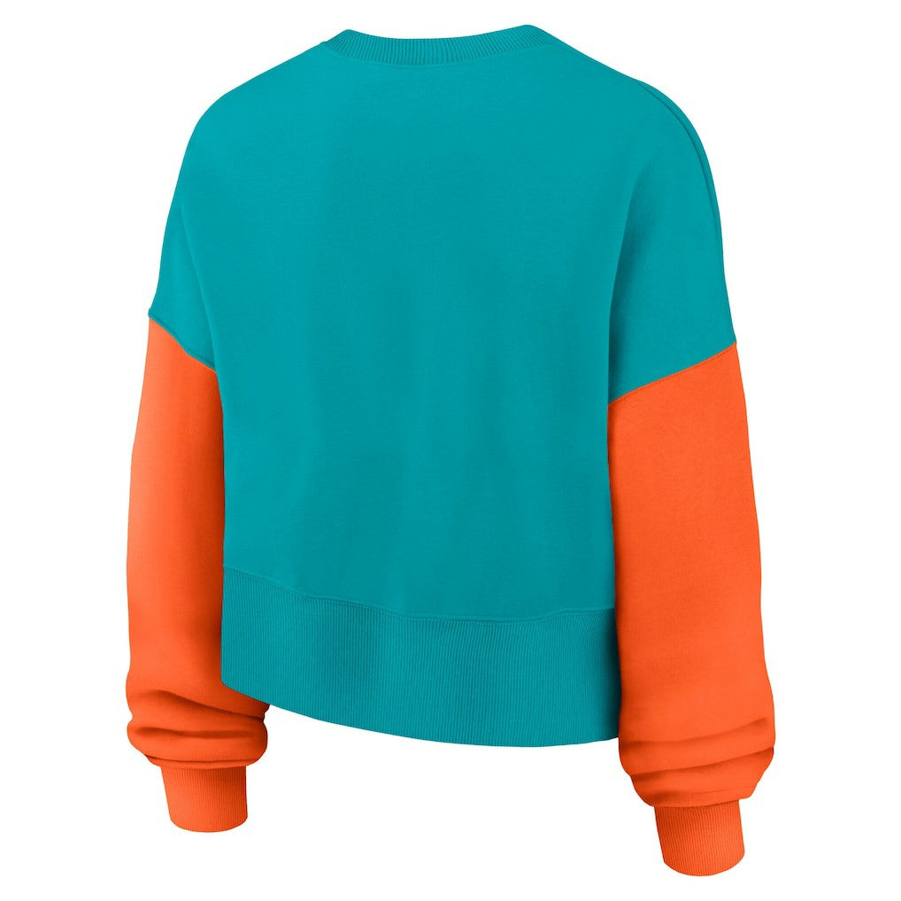 Women's Oversized Color-Block Pullover Sweatshirt - Miami Dolphins Pullover