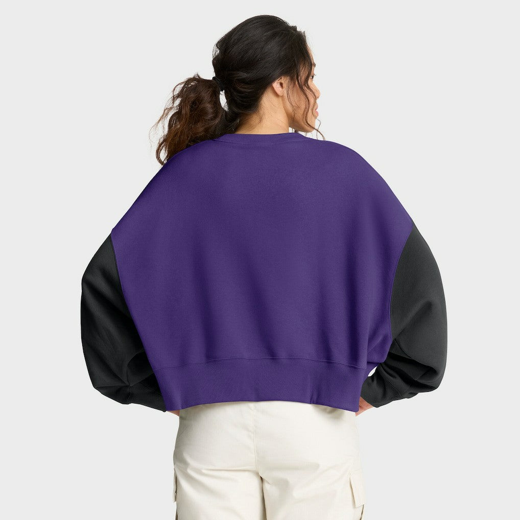 Women's Oversized Color-Block Pullover Sweatshirt - Minnesota Vikings Pullover