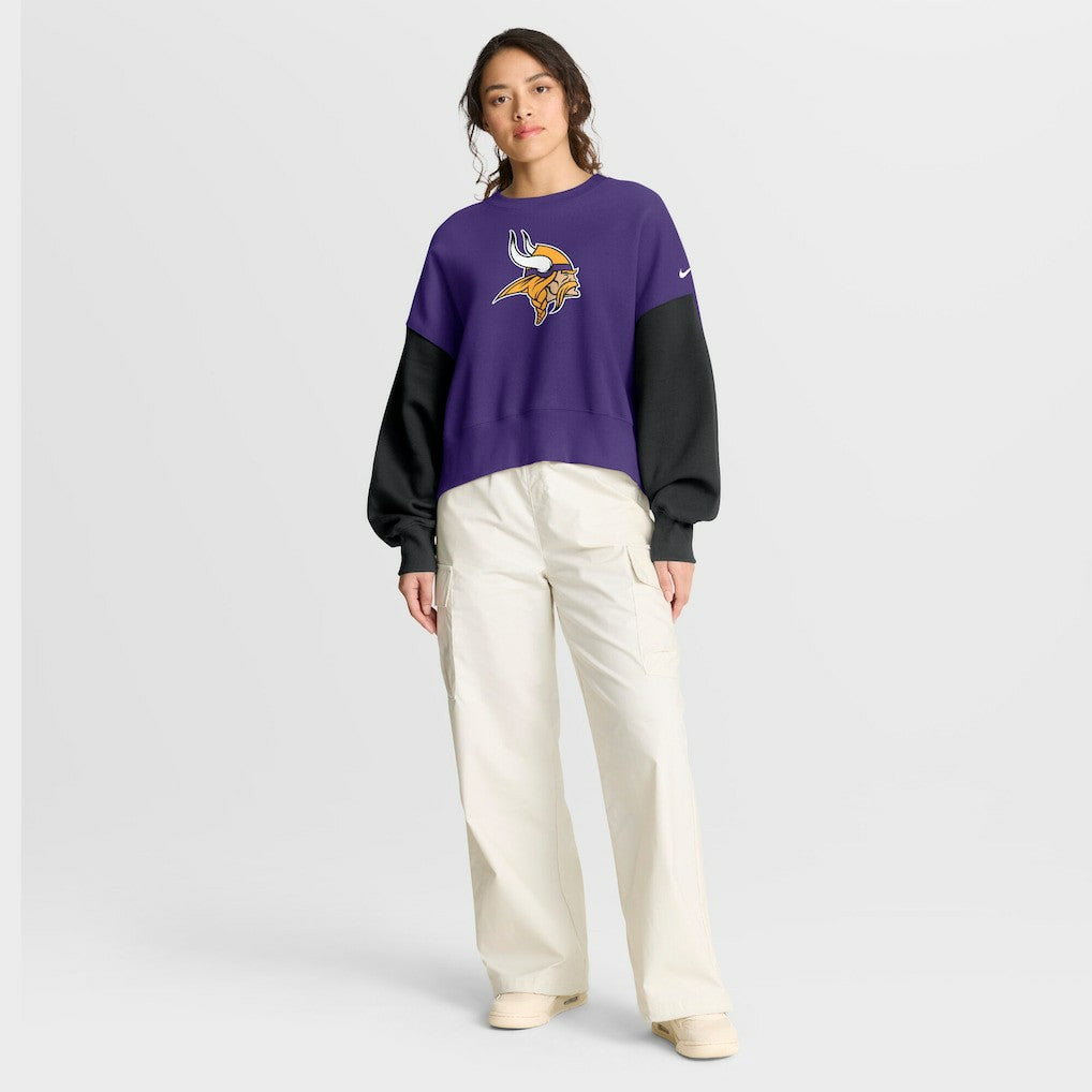 Women's Oversized Color-Block Pullover Sweatshirt - Minnesota Vikings Pullover