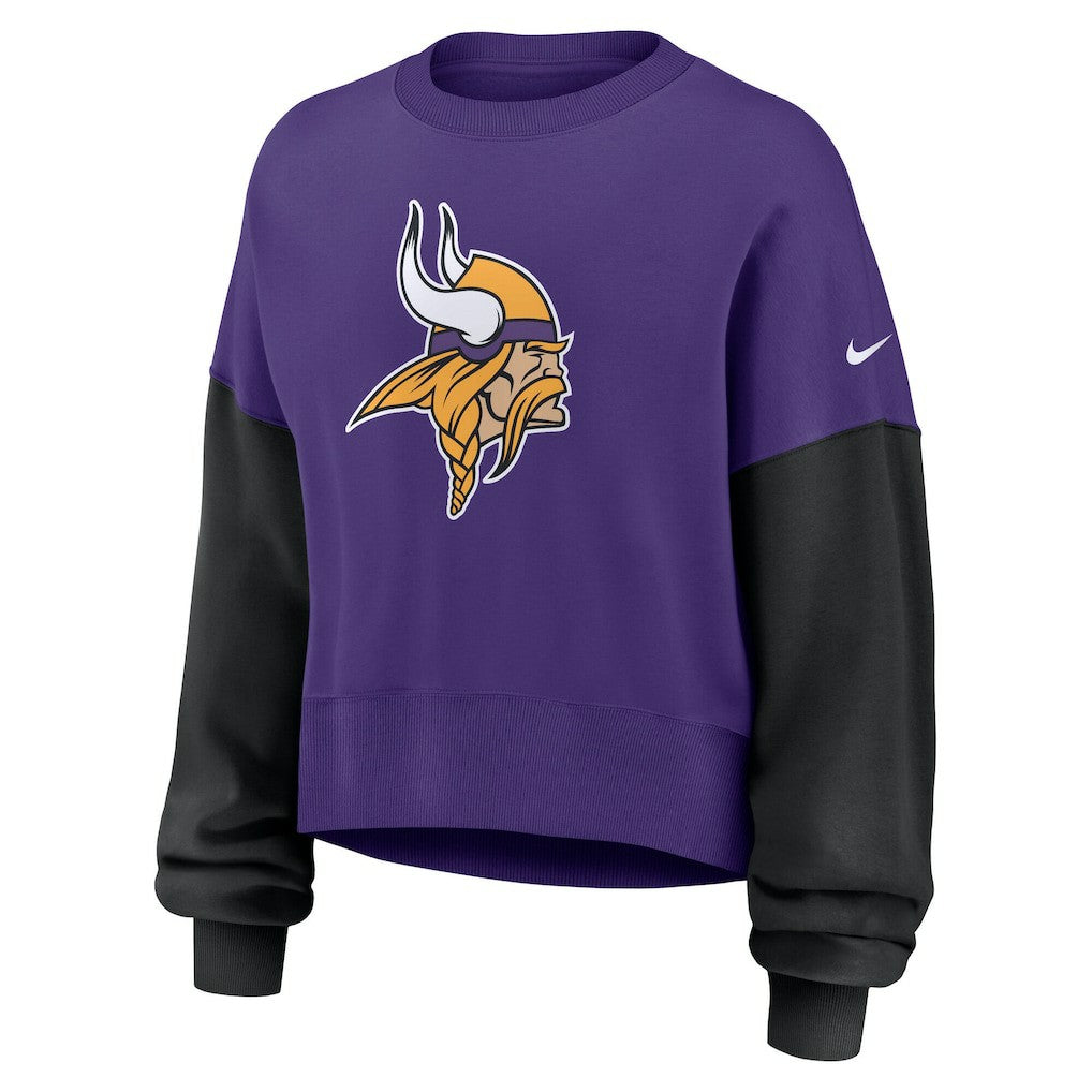Women's Oversized Color-Block Pullover Sweatshirt - Minnesota Vikings Pullover
