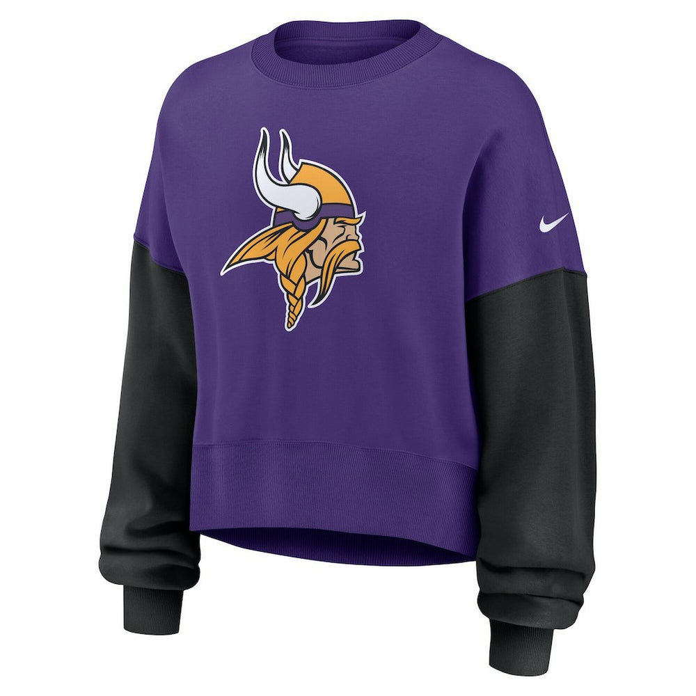 Women's Oversized Color-Block Pullover Sweatshirt - Minnesota Vikings Pullover