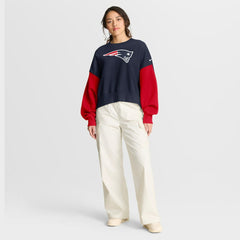 Women's Oversized Color-Block Pullover Sweatshirt - New England Patriots Pullover