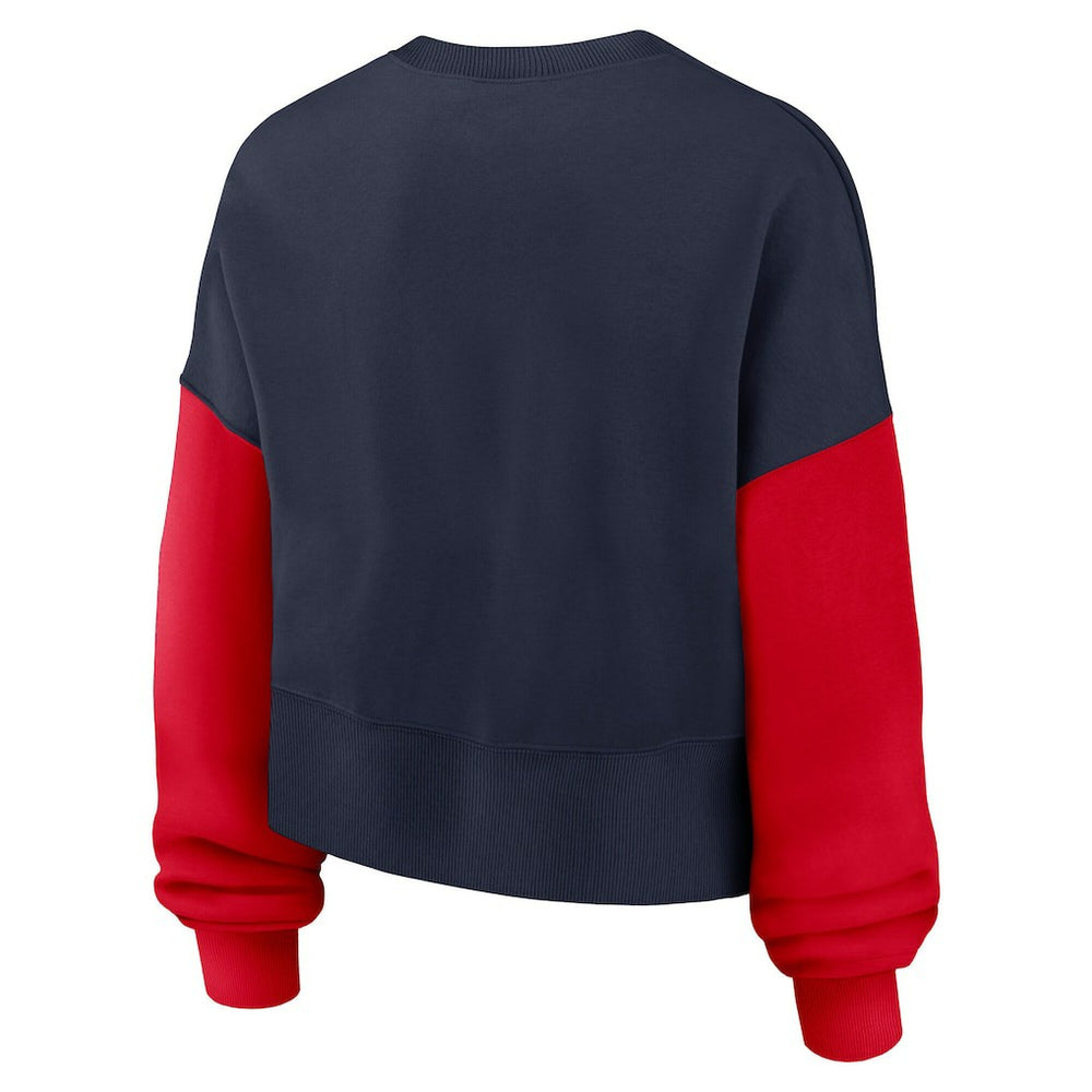 Women's Oversized Color-Block Pullover Sweatshirt - New England Patriots Pullover