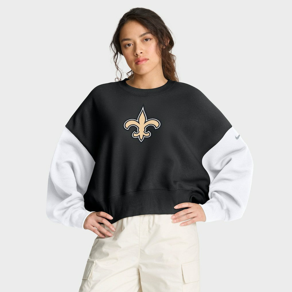 Women's Oversized Color-Block Pullover Sweatshirt - New Orleans Saints Pullover