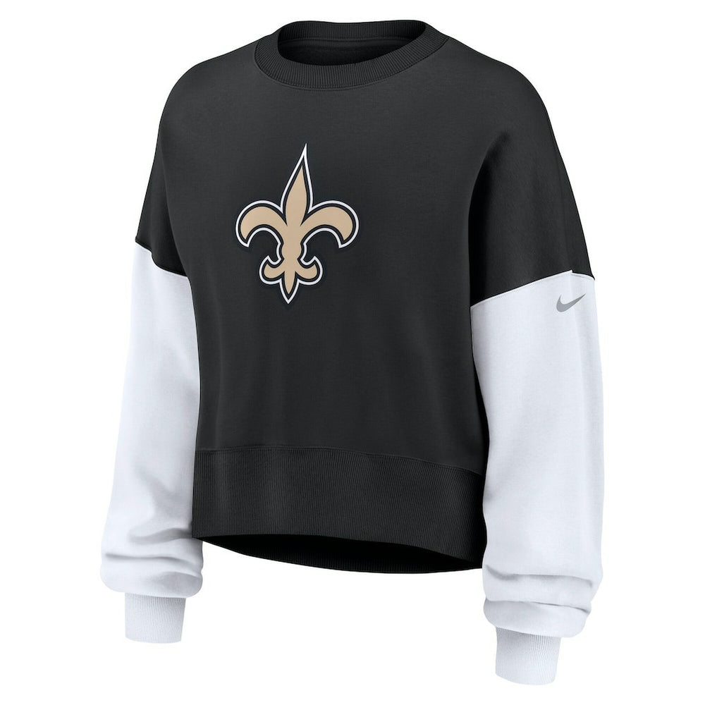 Women's Oversized Color-Block Pullover Sweatshirt - New Orleans Saints Pullover