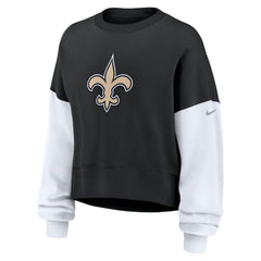 Women's Oversized Color-Block Pullover Sweatshirt - New Orleans Saints Pullover