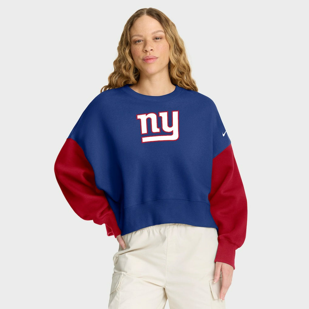 Women's Oversized Color-Block Pullover Sweatshirt - New York Giants Pullover