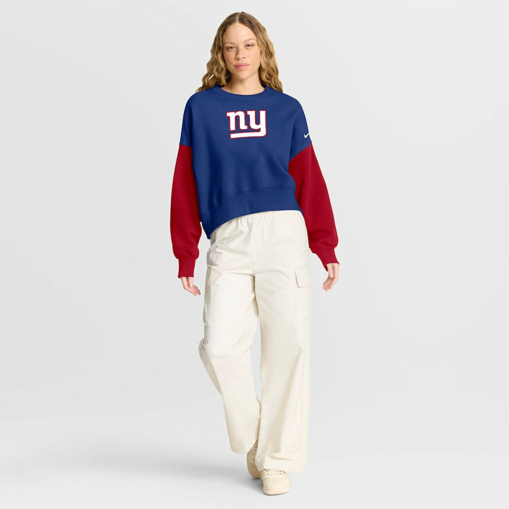 Women's Oversized Color-Block Pullover Sweatshirt - New York Giants Pullover