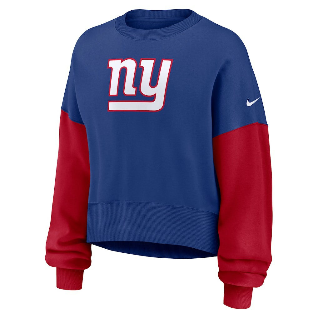 Women's Oversized Color-Block Pullover Sweatshirt - New York Giants Pullover