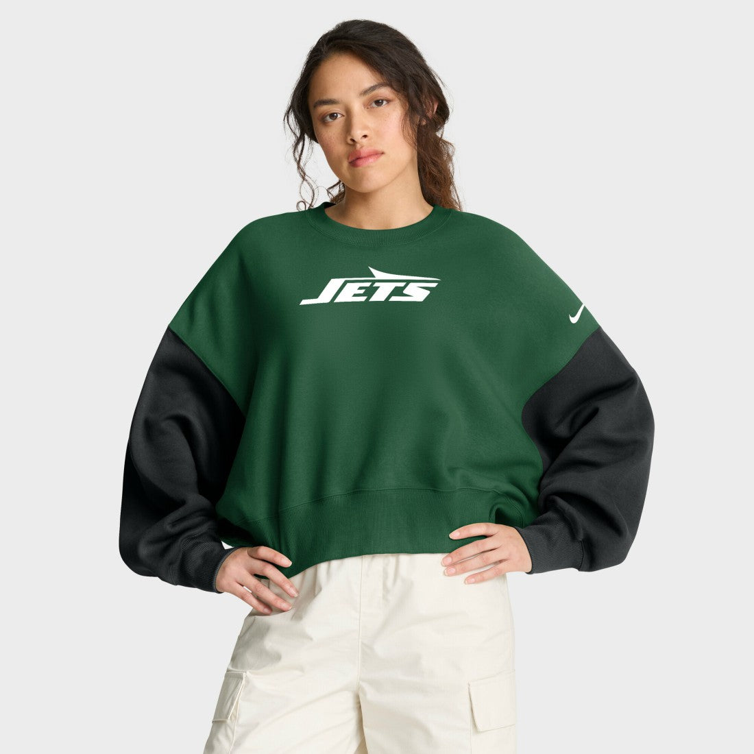 Women's Oversized Color-Block Pullover Sweatshirt - New York Jets Pullover