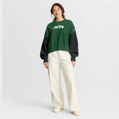 Women's Oversized Color-Block Pullover Sweatshirt - New York Jets Pullover