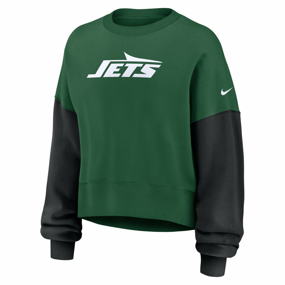 Women's Oversized Color-Block Pullover Sweatshirt - New York Jets Pullover