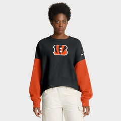 Women's Oversized Color-Block Pullover Sweatshirt - Cincinnati Bengals Pullover