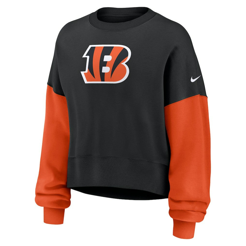 Women's Oversized Color-Block Pullover Sweatshirt - Cincinnati Bengals Pullover