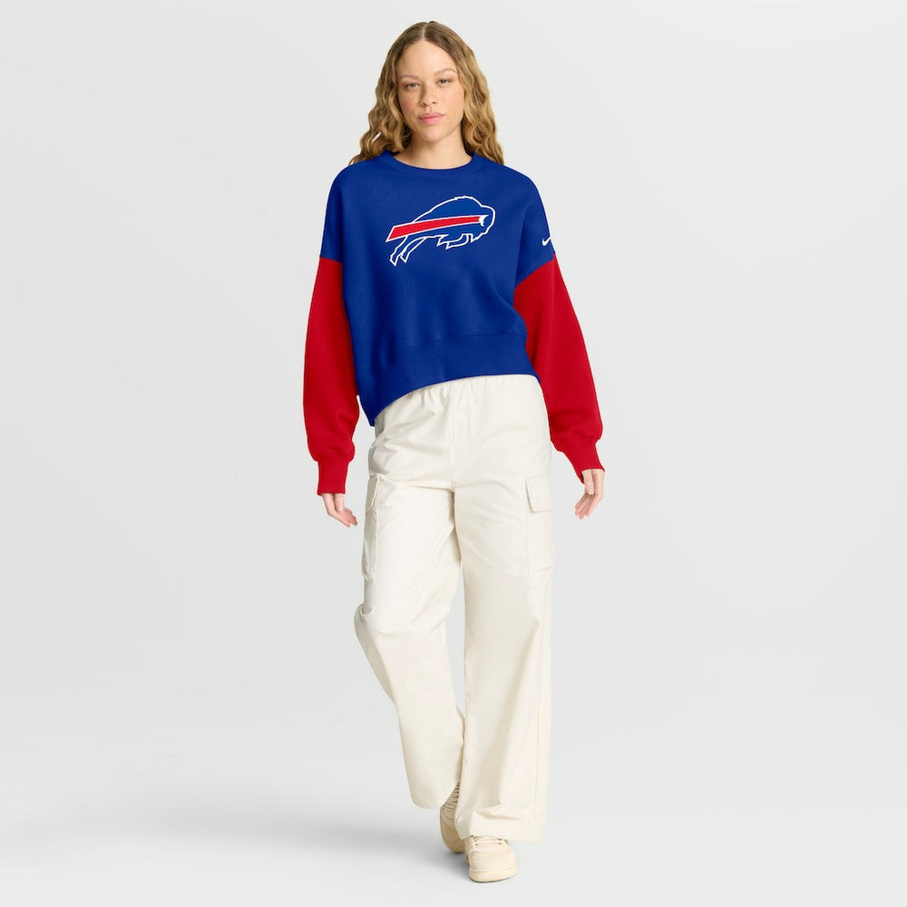 Women's Oversized Color-Block Pullover Sweatshirt - Buffalo Bills Pullover