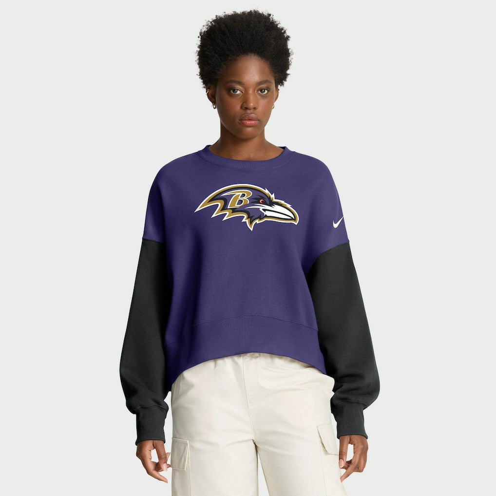 Women's Oversized Color-Block Pullover Sweatshirt - Baltimore Ravens Pullover