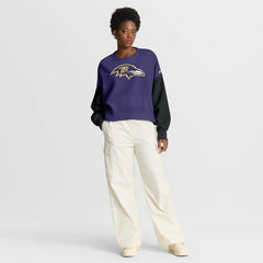 Women's Oversized Color-Block Pullover Sweatshirt - Baltimore Ravens Pullover