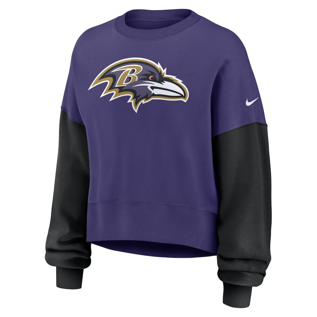 Women's Oversized Color-Block Pullover Sweatshirt - Baltimore Ravens Pullover