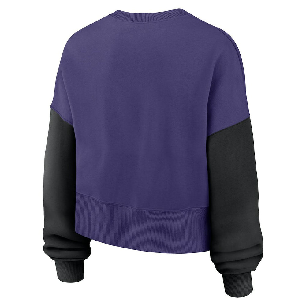 Women's Oversized Color-Block Pullover Sweatshirt - Baltimore Ravens Pullover