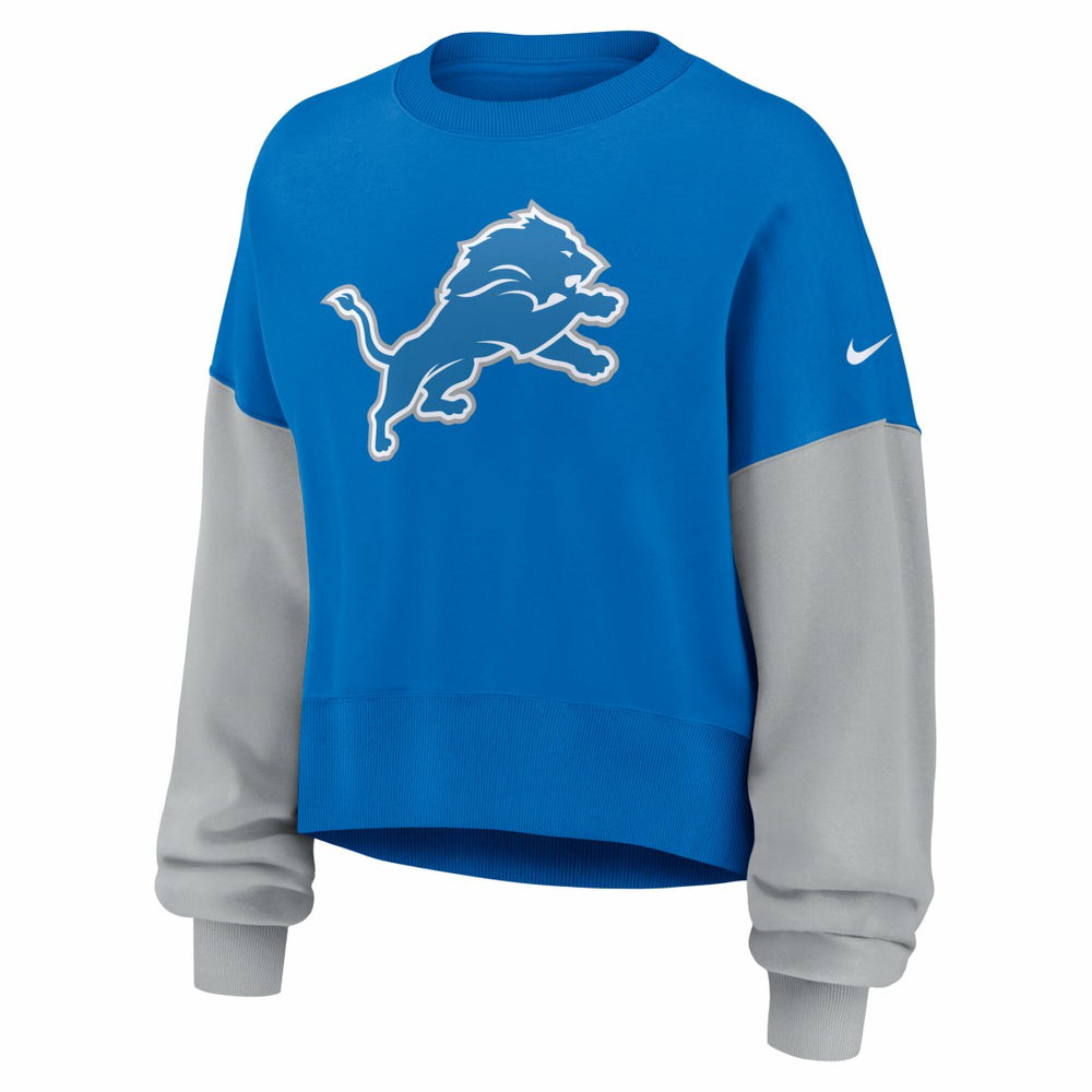 Women's Oversized Color-Block Pullover Sweatshirt - Detroit Lions Pullover