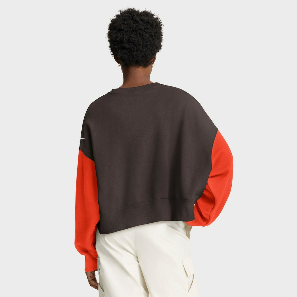 Women's Oversized Color-Block Pullover Sweatshirt - Cleveland Browns Pullover