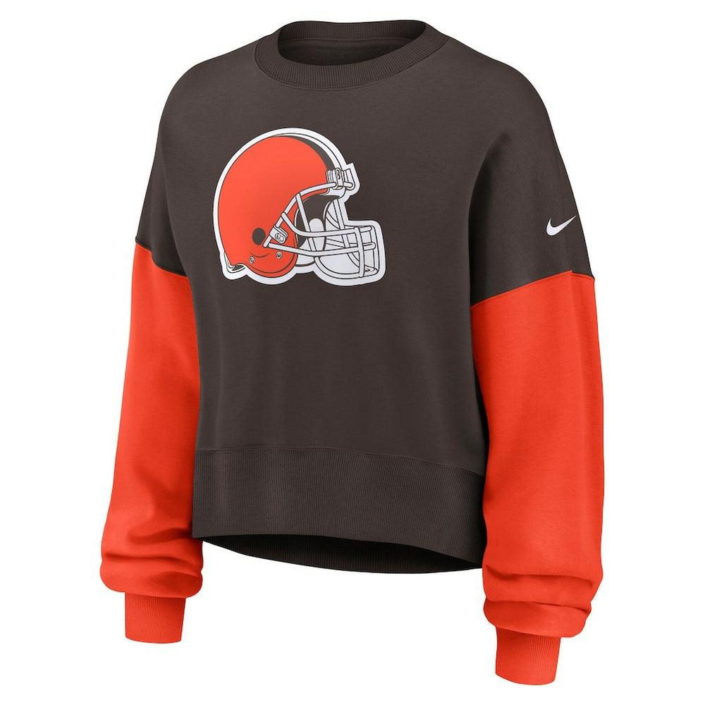 Women's Oversized Color-Block Pullover Sweatshirt - Cleveland Browns Pullover